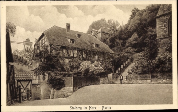 Postcard Stolberg im Harz, House, Street