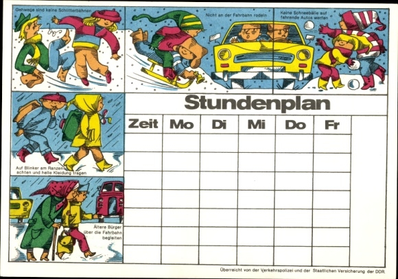 Timetable Ministry of the Interior, HA People&#39;s Police, children on the road around 1970