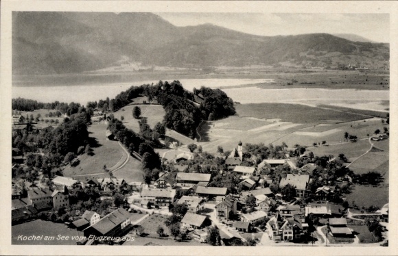 Postcard Kochel am See Upper Bavaria, aerial photograph
