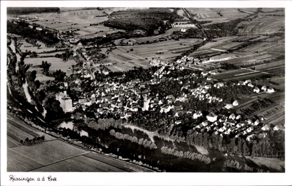 Ak Bissingen an der Enz Württemberg, luchtfoto, Pension Landhaus Waldesruhe