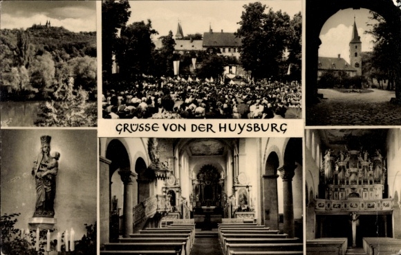 Postcard Huy am Harz, Huysburg, church, saint statue
