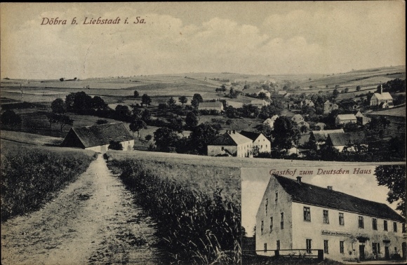 Postcard Döbra Liebstadt in the Ore Mountains, Gasthof zum Deutschen Haus, general view