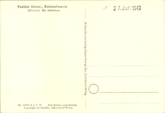 Postcard Affaltrach Obersulm in Württemberg, aerial photograph
