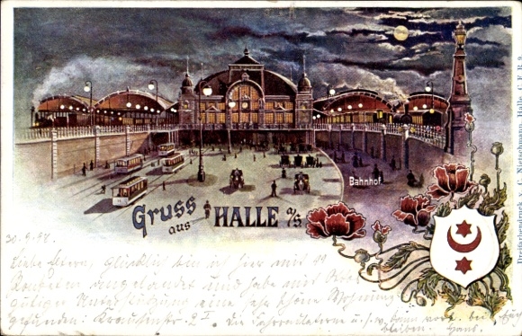 Coat of arms Chromo-Litho Halle an der Saale, train station