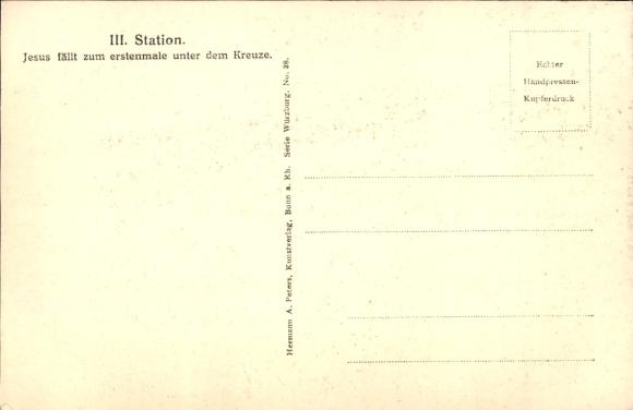 Postcard III. Station, Jesus falls for the first time under the cross