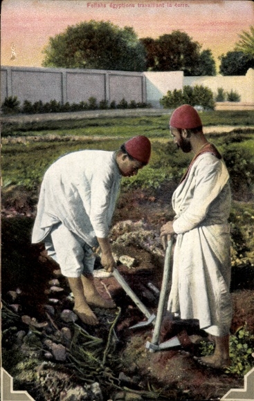 Postcard Egypt, farmer, agricultural work, tools