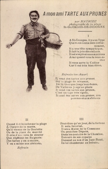 Song CPA A mon ami Tarte aux Prunes par Mathieu