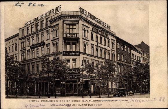 Postcard Berlin Kreuzberg, Hotel Preussischer Hof, Königgrätzer Strasse 117