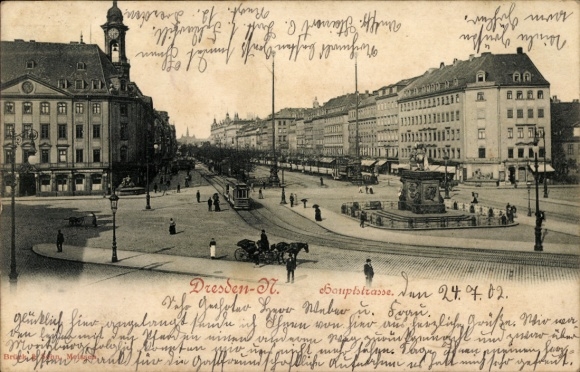 Postcard Dresden Neustadt, Hauptstraße