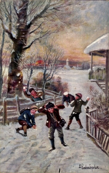 Ak Kirnsulzbach Kirn Sulzbach Kirn an der Nahe, Jungen beim Schneeballschlachtwerfen