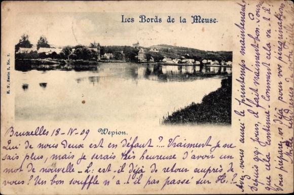 Ak Wepion sur Meuse Namur Wallonien, Flusslandschaft, Les Bords de la Meuse,  Brüssel, 1909