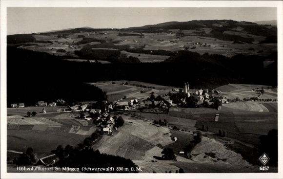 Postcard Sankt Märgen in the Black Forest, aerial photograph