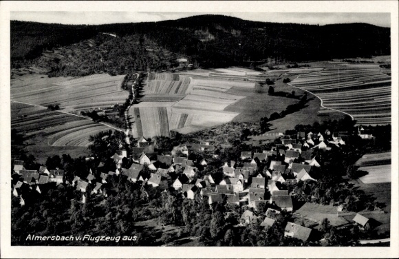 Postcard Almersbach in the Westerwald, aerial photograph