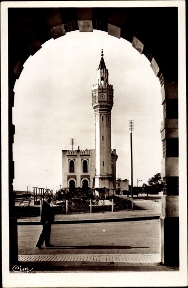Postcard Bizerte Tunisia, train station