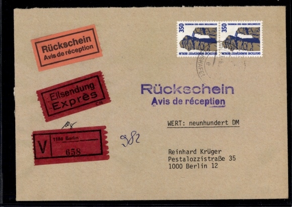 Michel nr 835 (2) w sprawie cennego listu kurierskiego z potwierdzeniem odbioru