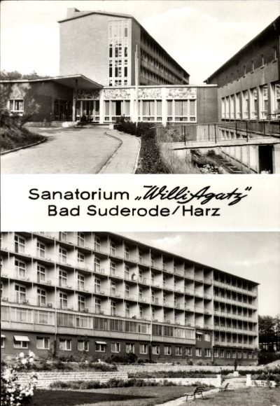 Postcard Bad Suderode Quedlinburg in the Harz, Sanatorium Willi Agatz, exterior view