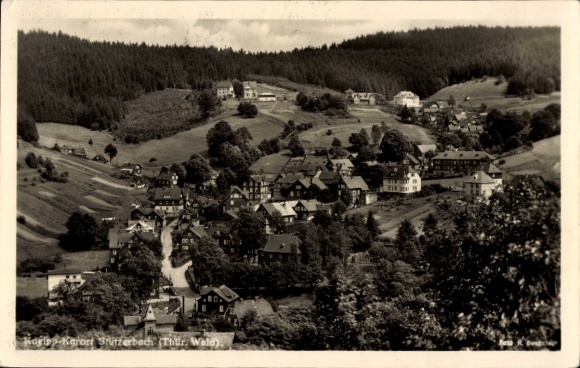 Postcard Stützerbach Ilmenau Thuringian Forest, landscape view with many houses, wooded hills,