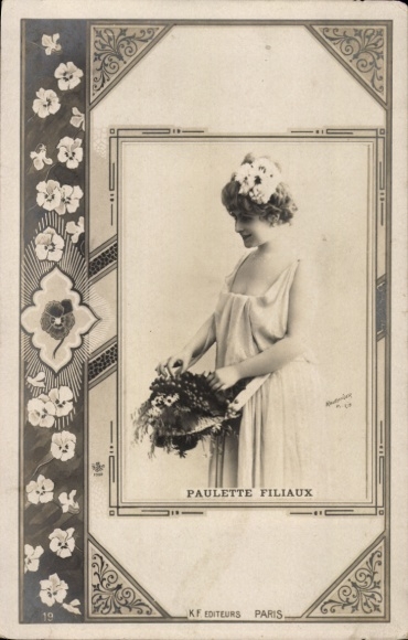 Passepartout Ak Schauspielerin Paulette Filliaux, Porträt