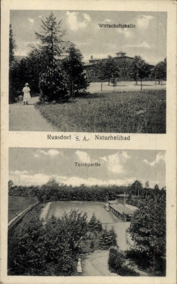 Ak Russdorf Burgstädt, Naturheilbad Wirtschaftshalle