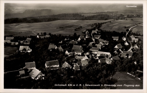 Postcard Grömbach in the Black Forest, aerial photograph