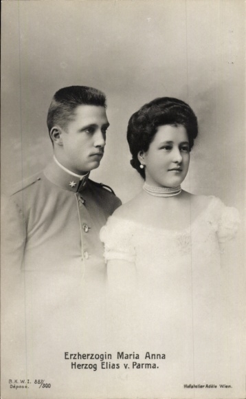 Postcard Archduchess Maria Anna and Duke Elias of Parma
