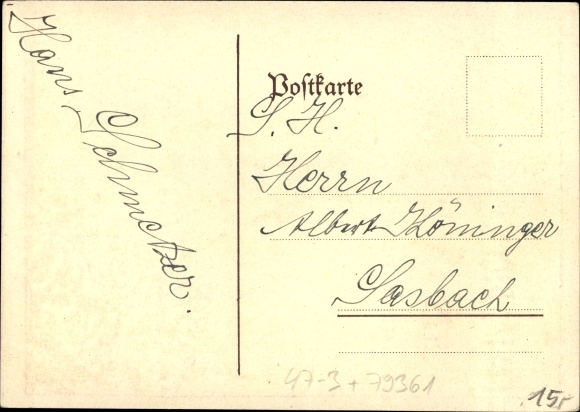 Studentika Postcard Sasbach am Kaiserstuhl, one-year Realschule 1929