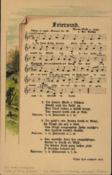 30 individual song cards, Anton Günther
