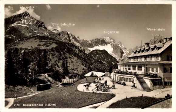 Postcard Garmisch Partenkirchen in Upper Bavaria, Kreuzeckhaus, Adolf Zoeppritz House