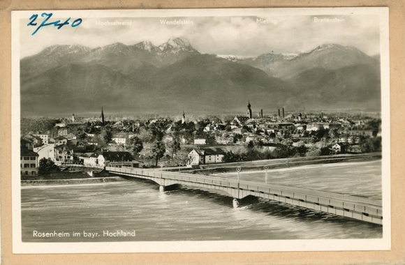 6 glass negatives Rosenheim Upper Bavaria, general view, town view, river Inn