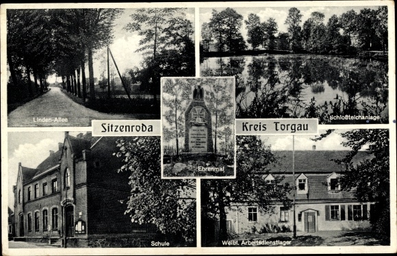 KP Sitzenroda Belgern Schildau w Saksonii, obóz RAD, szkoła, Lindenallee, Schlossteich