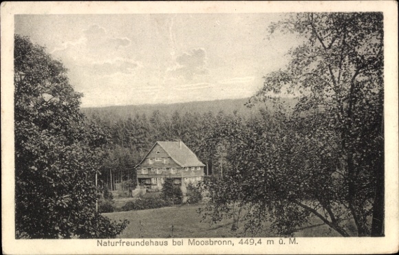 Postcard Moosbronn Gaggenau in the Black Forest, Nature Friends House, forest landscape, altitude, scenic