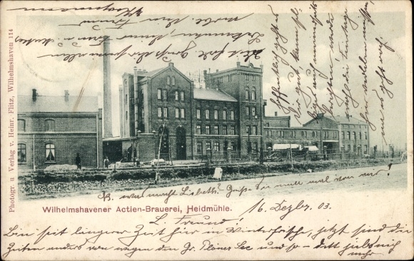 Postcard Heidmühle Schortens in Friesland, Wilhelmshavener Actien brewery