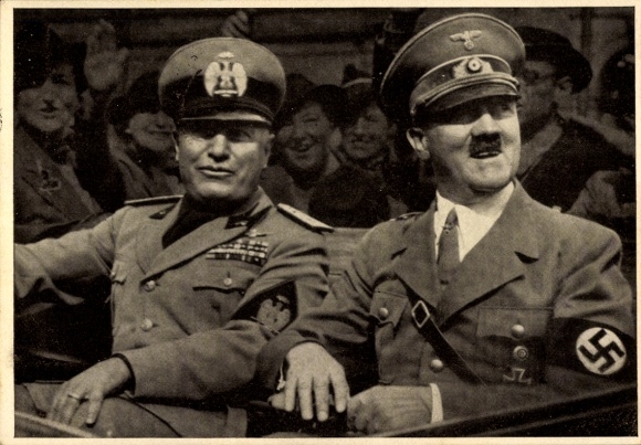 Postcard Führer and Reich Chancellor Adolf Hitler, Benito Mussolini, State Meeting, Men of the Time 126