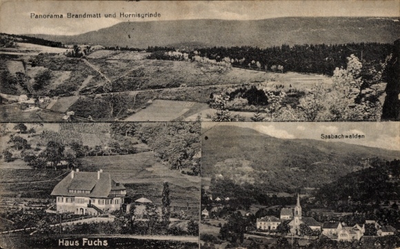 Postcard Brandmatt Sasbachwalden in the Black Forest, Panorama Brandmatt, Hornisgrinde, Haus Fuchs, Sasbachw
