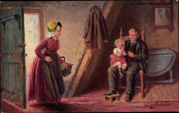 Artist PC Gerstenhauer, Johann Georg, woman returns home, family