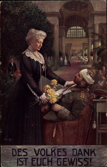 Artist PC Fischer, The people&#39;s thanks are certain, Empress Auguste Viktoria visits a war veteran