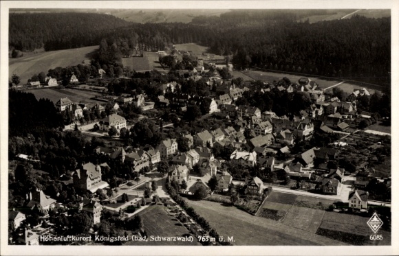 Postcard Königsfeld im Schwarzwald Baden, aerial photograph