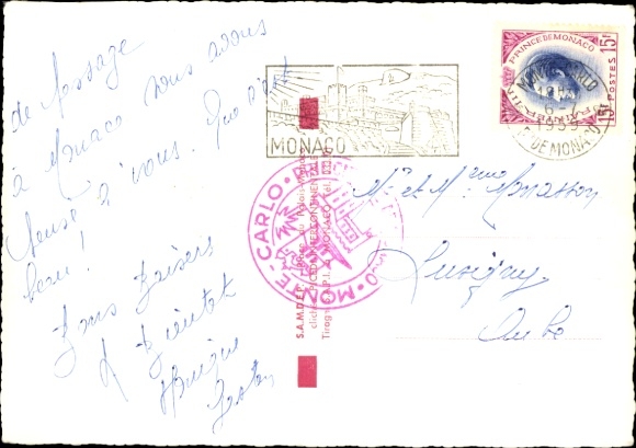 Postcard Grace Kelly, Grace Patricia Grimaldi, Rainier III., coat of arms