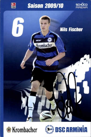 Autograph card footballer Nils Fischer, DSC Arminia Bielefeld, autograph