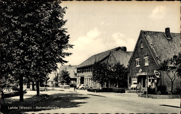 Postcard Lahde Petershagen an der Weser, Bahnhofstraße