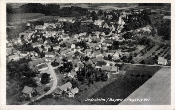 Postcard Jedesheim Illertissen in Swabia, aerial photograph