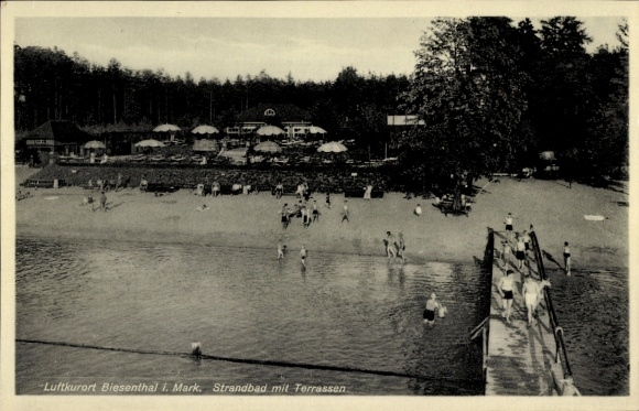 Postcard Biesenthal in der Mark, beach with terraces