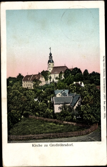 Postcard Großröhrsdorf in the Bautzen district, town with a view of the church