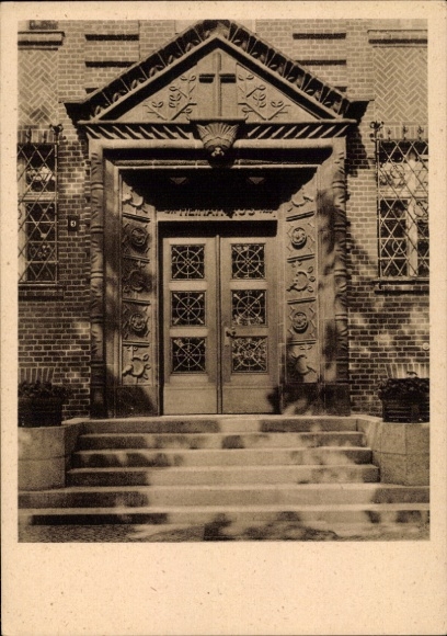 Postcard Berlin Zehlendorf, Evangelical Diakonieverein, New Home House, Main Entrance