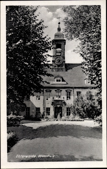 Postcard Elsterwerda in the district of Elbe Elster, secondary school