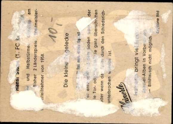 Verzamelfoto voetballer Hansi Sturm, 1. FC Keulen, handtekening