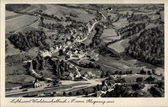 Postcard Waldmichelbach Wald Michelbach in the Odenwald Hesse, aerial photograph