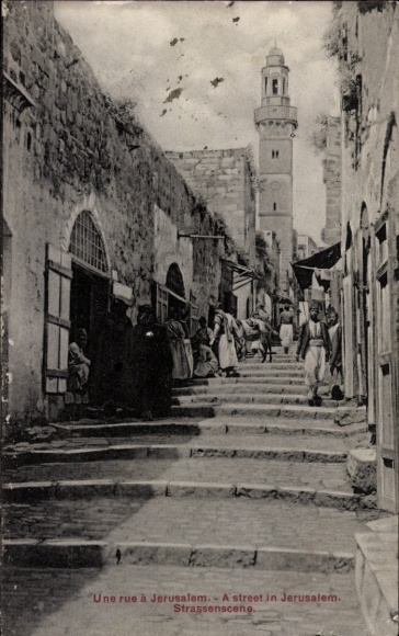 Ak Jeruzalem Israël, straatbeeld