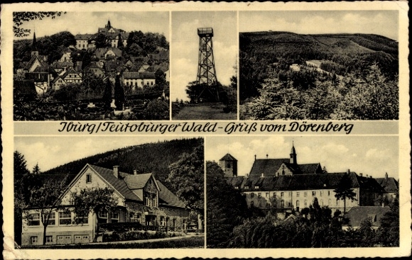 Ak Detmold am Teutoburger Wald, Verschiedene Ansichten, Aussichtsturm, Gruß vom Dörenberg