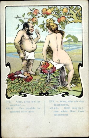 Chromo-Litho Adam and Eve, lend me your handkerchief